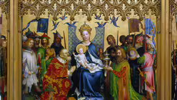 Die mittlere Tafel des Altarbildes zeigt die Anbetung der K&ouml;nige.  / &copy; Matz und Schenk (Dombauh&uuml;tte K&ouml;ln)