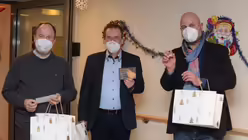 Dom- und Stadtdechant Msgr. Robert Kleine, Stadtsuperintendent Dr. Bernhard Seiger und Gregor Stiels vom Katholikenausschuss in der Stadt Köln. / © Beatrice Tomasetti (DR)