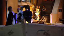 Flüchtlingsboot als Krippe in Köln / © Oliver Berg (dpa)