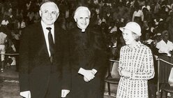 Georg Ratzinger, Kardinal Joseph Ratzinger und ihre Schwester Maria (München 1983) / © KNA Bild (KNA)