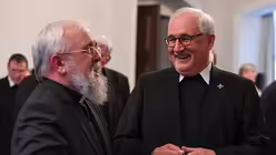 Bisch&ouml;fe Gerhard Feige (l.) und Gebhard F&uuml;rst  / &copy; Elisabeth Schomaker (KNA)
