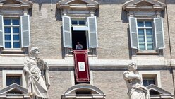 Der Papst im Fenster beim sonntäglichen Angelusgebet. (Aufgenommen am 17.07.2022) / © Renardo Schlegelmilch (DR)