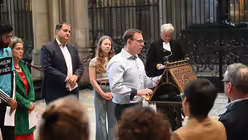 Martin B&ouml;rschel, ehemals Abgeordneter im NRW-Landtag, spricht eine F&uuml;rbitte / &copy; Beatrice Tomasetti (DR)