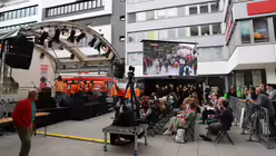 Die Bühne von DOMRADIO.DE auf dem Katholikentag 2022 in Stuttgart / © Martin Biallas (DR)