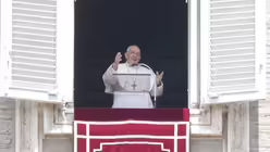 Papst Franziskus spricht das Mittagsgebet Regina Coeli mit Blick auf den Petersplatz / &copy; Gregorio Borgia/AP (dpa)
