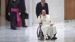Als Papst Franziskus zur wöchentlichen Generalaudienz am 8. Januar in die Halle Paul VI. im Vatikan geschoben wurde, wusste er noch nichts von dem Auftritt des Zirkustruppe. / © Alessandra Tarantino/AP (dpa)