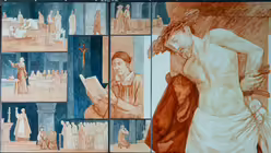 Edith Stein war vieles gleichzeitig: Das Retabel im Vorraum der Edith Stein-Kapelle macht ihre Biografie anschaulich. / &copy; Beatrice Tomasetti (DR)