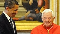 Gläubig: Barack Obama (hier mit Papst Benedikt XVI.) (KNA)