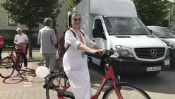 Mit dem DOMRADIO.DE-Fahrrad durch Münster / © M.T. (DR)