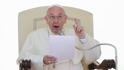 Obacht! Papst Franziskus bei der Generalaudienz / © Evandroinetti (dpa)
