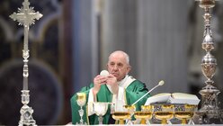 Papst Franziskus feiert einen Gottesdienst im Petersdom anlässlich der Eröffnung der Weltsynode / © Stefano Spaziani/Romano Siciliani (KNA)