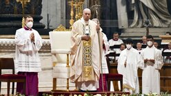 Papst Franziskus während des Gottesdienstes am Hochfest Christkönig / © Paolo Galosi/Romano Siciliani (KNA)