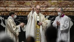 Papst Franziskus zelebriert die Ostermesse im Petersdom / © Filippo Monteforte (dpa)