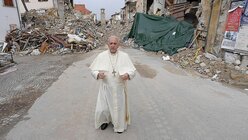 Papst Franziskus vor den Trümmern / © Osservatore Romano / Handout (dpa)