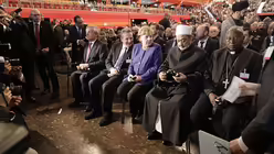 Marco Impagliazzo, Gemeinschaft Sant'Egidio; Bundeskanzlerin Angela Merkel und Ahmed Muhammad Al-Tayyeb; Großimam der Al-Azhar (Bistum Münster)
