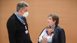 Wolfgang Klose (l.), Vizepräsident des Zentralkomitee der deutschen Katholiken (ZdK), und Claudia Lücking-Michel, Vizepräsidentin des Zentralkomitees der deutschen Katholiken (ZdK) / © Julia Steinbrecht (KNA)